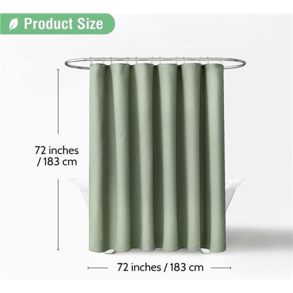 Sage Green Shower Curtain-Waffle Textured Heavy Duty Thick Fabric Shower Curtain - Picture 5 of 6